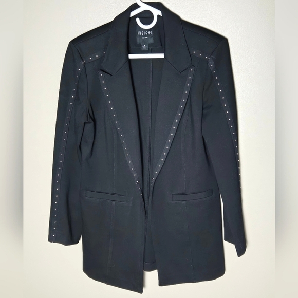 Insight New York Silver Studded Soft Grunge Edgy Glam Black Blazer, Size 6 - Picture 1 of 4